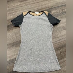 Bohme Gray and Black Ribbed Short Sleeve Dress